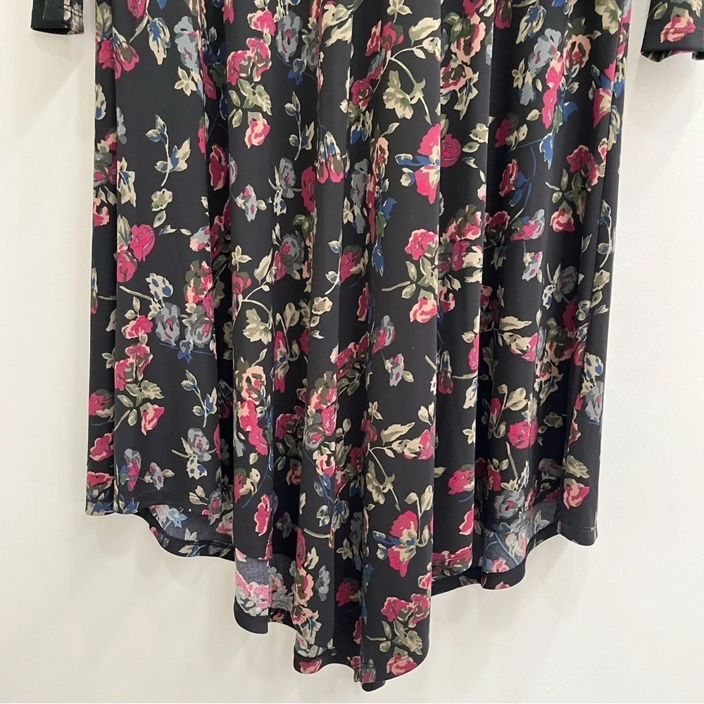 Lauren Ralph Lauren Black Moody Floral Surplice Stretch Jersey Midi Dress 16 - Picture 9 of 15